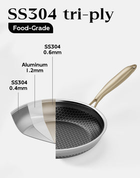 XBM tri-ply stainless steel construction long-lasting cookware