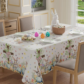 XCHI bunny eggs flowers tablecloth in 60x120 for easy daily indoor dining