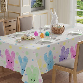 XCHI Colorful Dots Bunny Tablecloth pattern for vibrant meals and easy cleanup