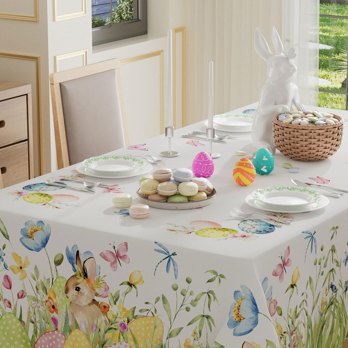 Easter-inspired butterfly and flower motif elevates table decor for gatherings