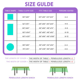 XCHI Multi-size tablecloth fits rectangular tables and stays in place.