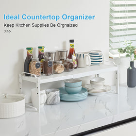 X-cosrack organizes cups, dishes and spices for tidy kitchen storage.
