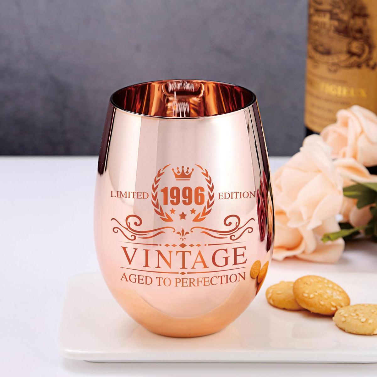 Xilaxila rose gold plating on stemless glass enhances daily drinking moments