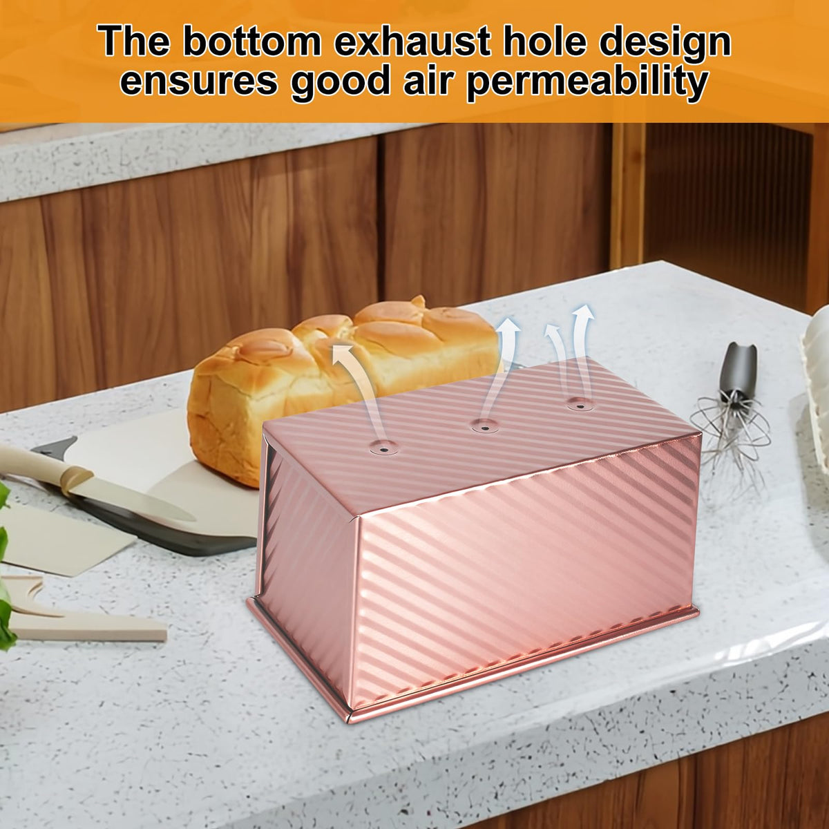 XIRUOXINKEMAO Pullman loaf pan 1 lb in-oven view with lid