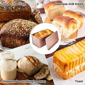 XIRUOXINKEMAO Pullman loaf pan two-pan set with lids