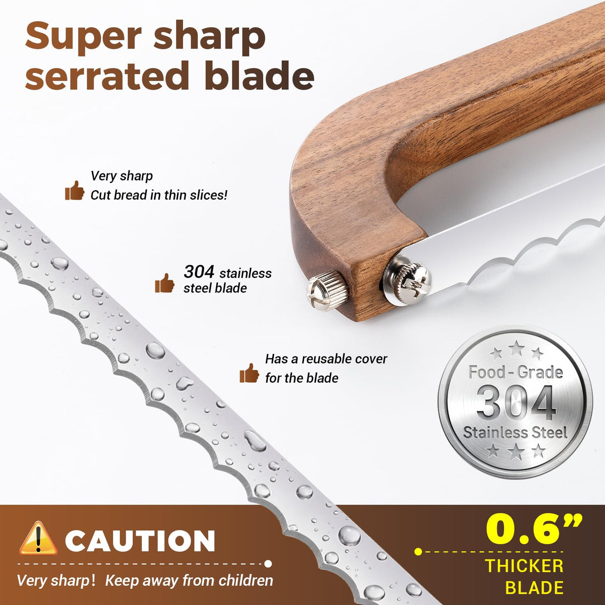 XJHEYLZ versatile knife slices bagels, loaves, and baguettes.