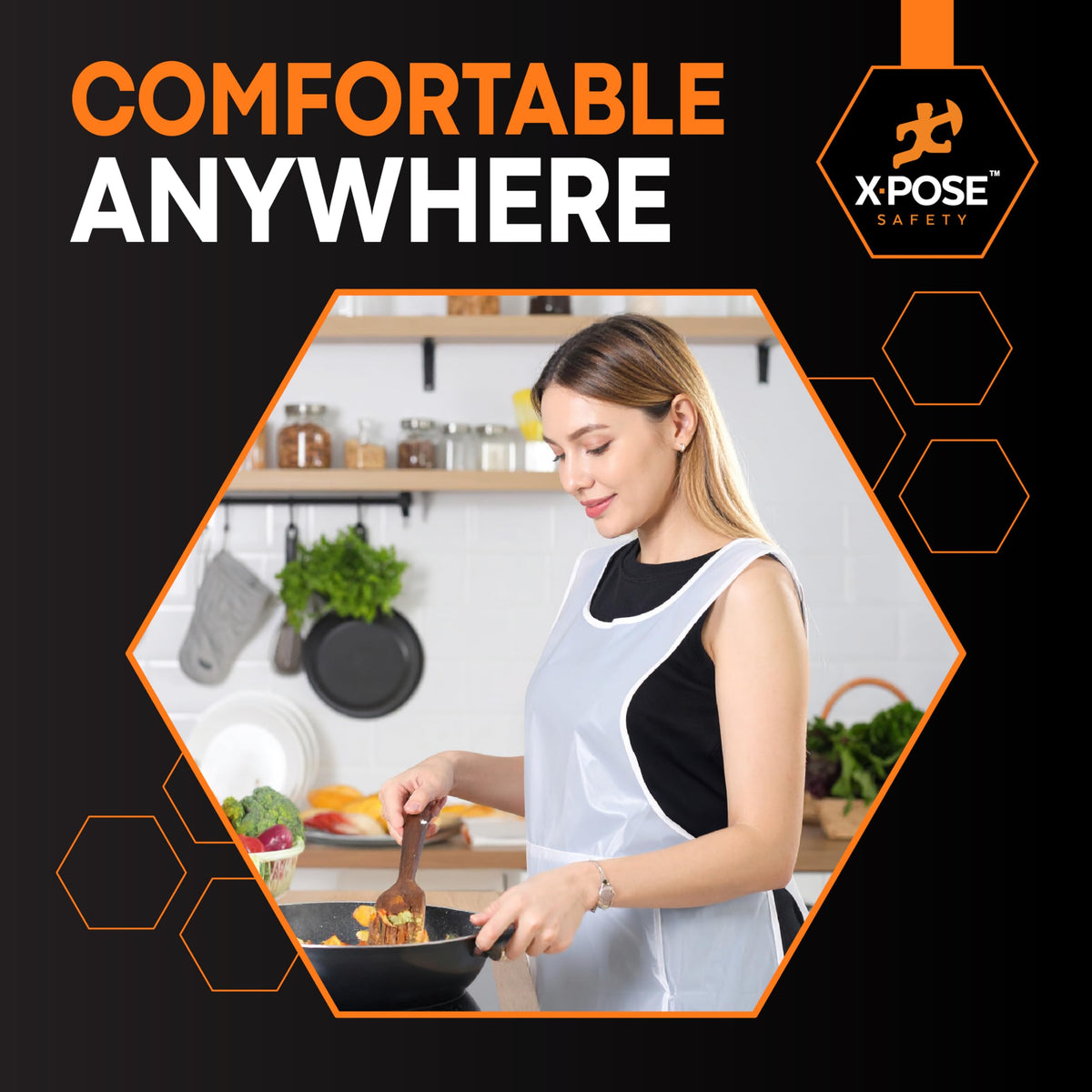 Xpose Safety 300 white disposable apron in painting scene during craft projects.