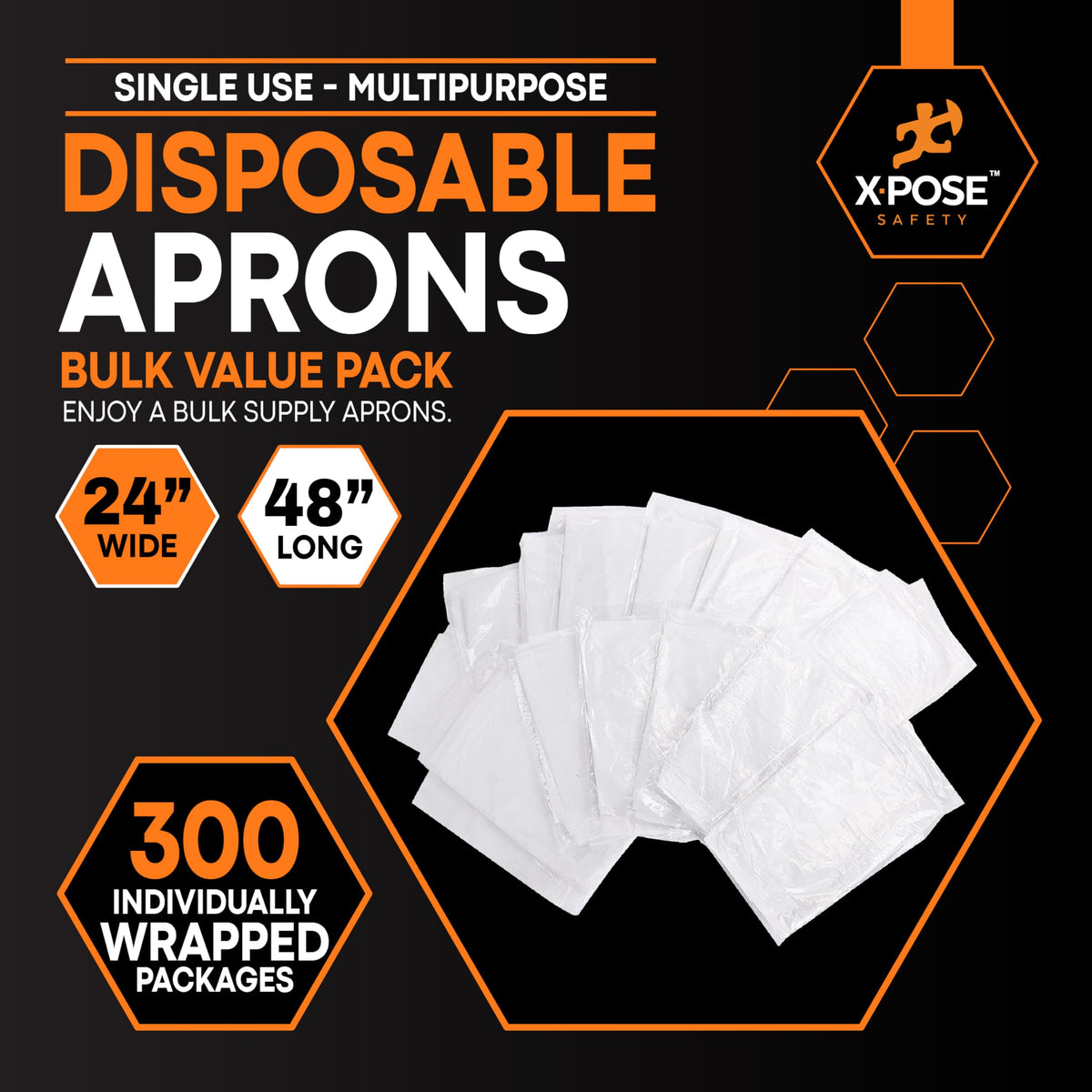 Xpose Safety 300 white waterproof apron bulk pack protecting clothing from spills.