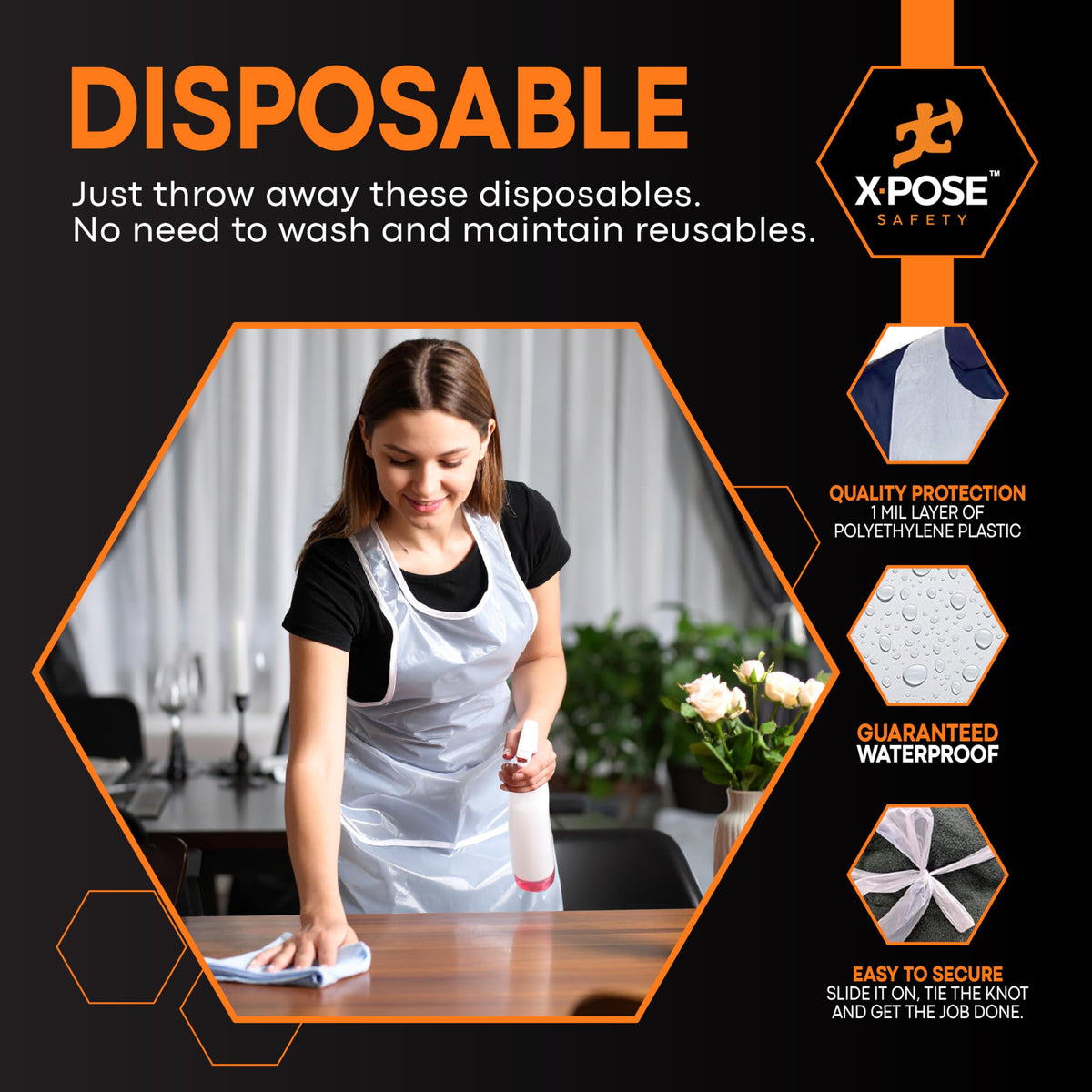 Xpose Safety 100 White plastic apron close-up waterproof material detail