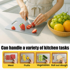 XTBSE titanium cutting board large: wide surface ideal for meat prep and bulk chopping.