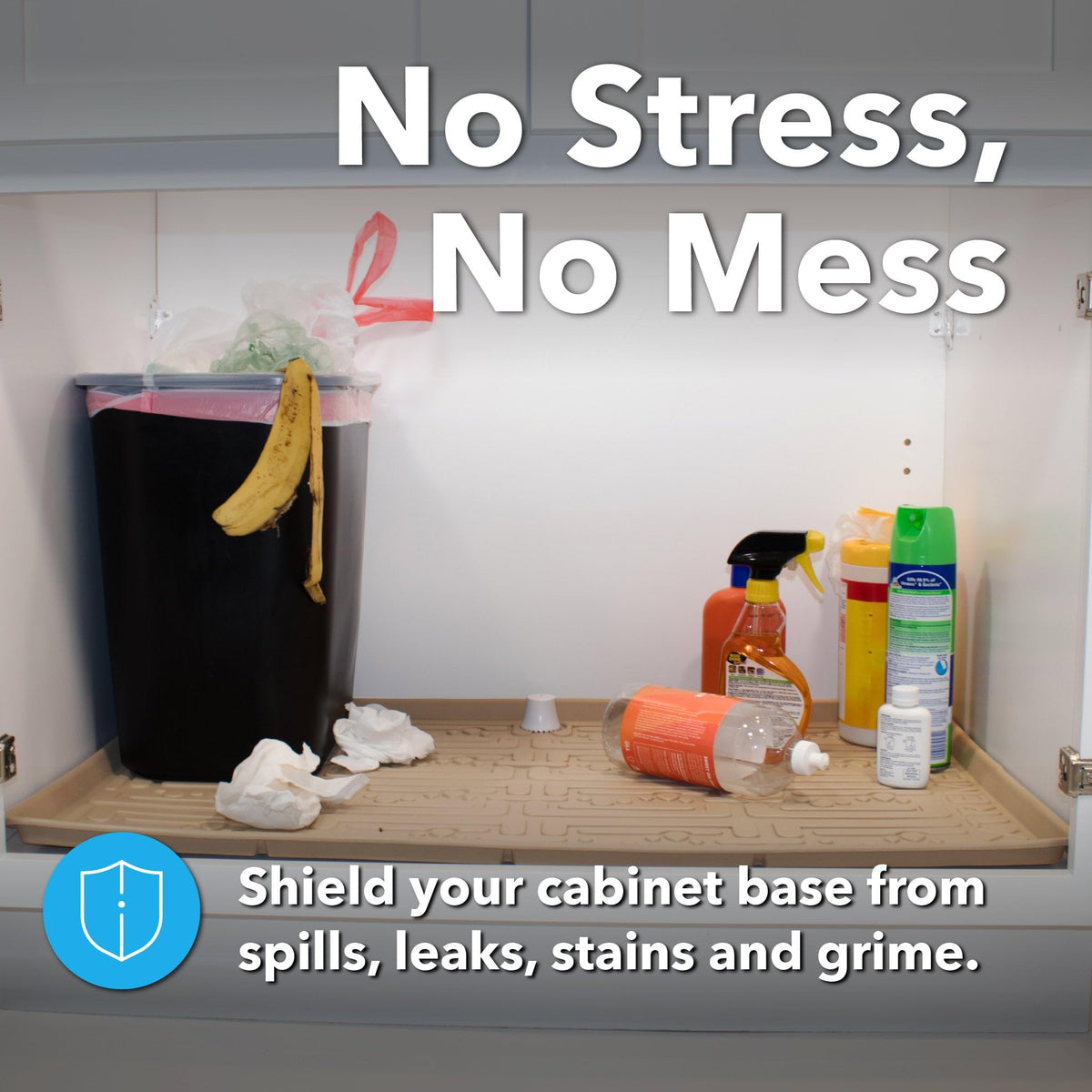 Xtreme Mats doubles as shelf liner for extra protection in kitchens.
