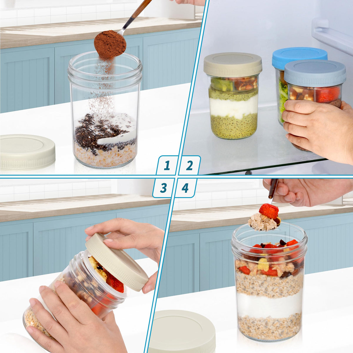 Xyptorix versatile glass storage for oats yogurt salads and snacks