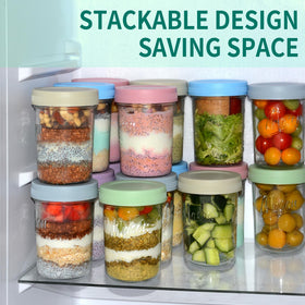 Xyptorix stackable glass jars saving fridge and shelf space