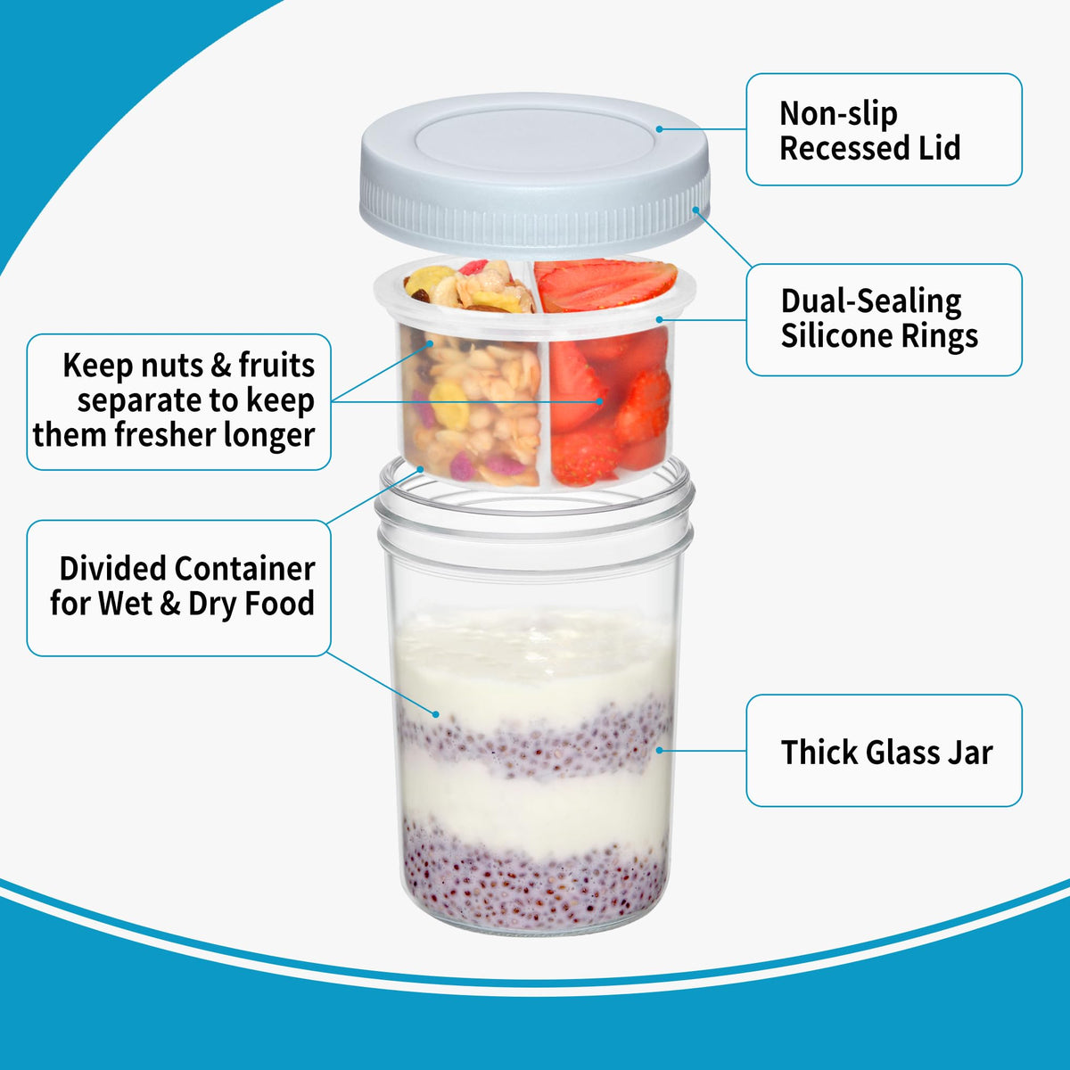 Xyptorix stackable recessed lids: saves fridge space with neat organization