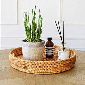 YANGQIHOME hand-woven ottoman tray ideal for organizing small items.