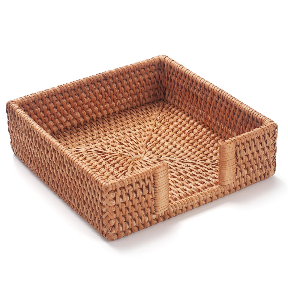 YANGQIHOME rattan napkin holder square front view showcases durable weave for elegant table settings