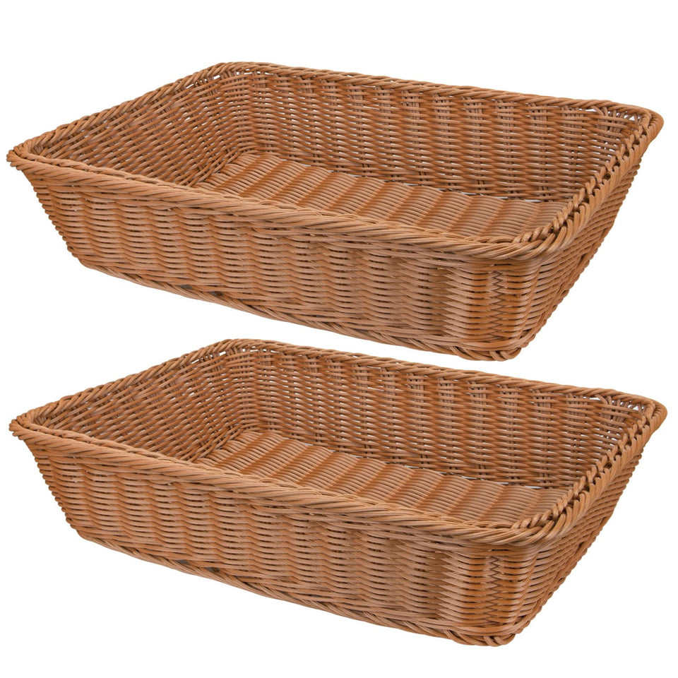 Yarlung bread basket 2-pack, rectangular 15-7x11-4 inch size for table display.