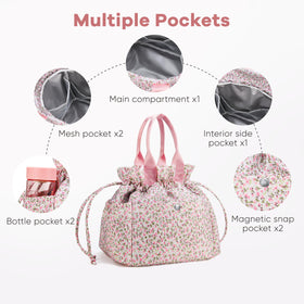 Yarnic lunch bag with drawstring closure for secure access