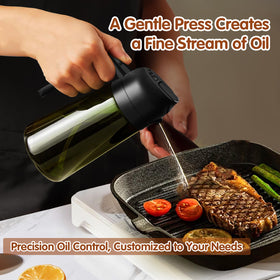 YARRAMATE transparent glass oil bottle lets you monitor levels.