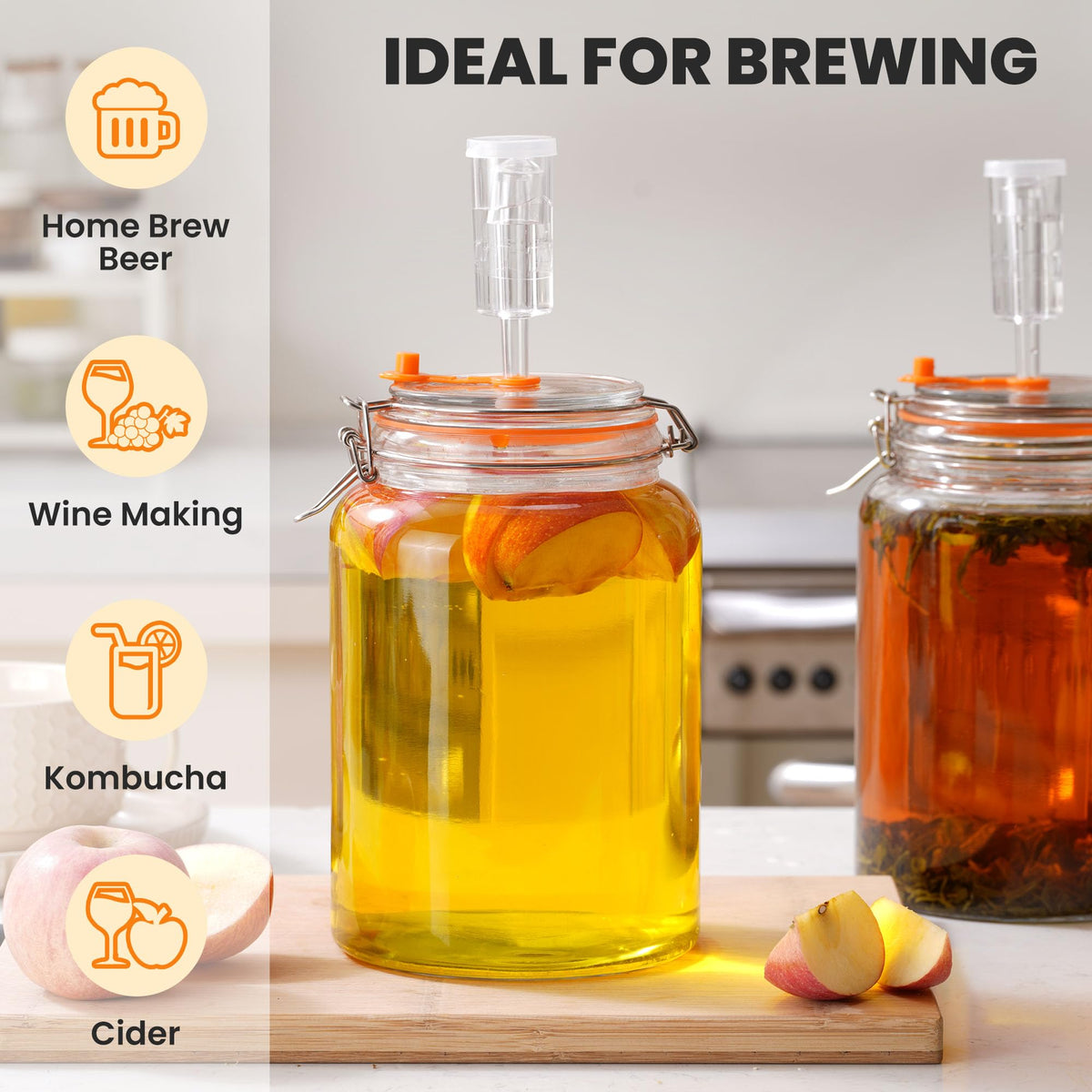 YARWELL spacious 1gal jars enable diverse fermentation experiments.