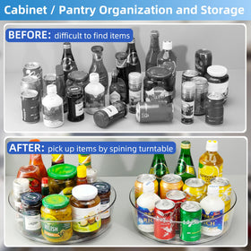 YCLADEC cabinet organizer 360 degree spin keeps jars visible and within reach.