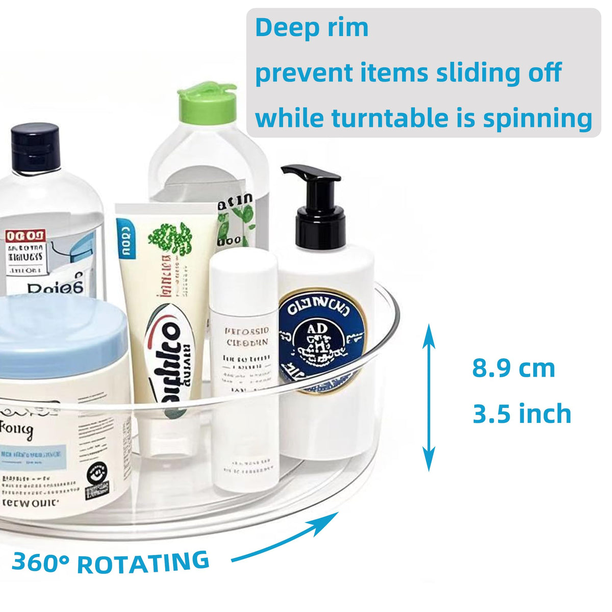 YCLADEC clear BPA-free turntable is easy to clean and maintain.
