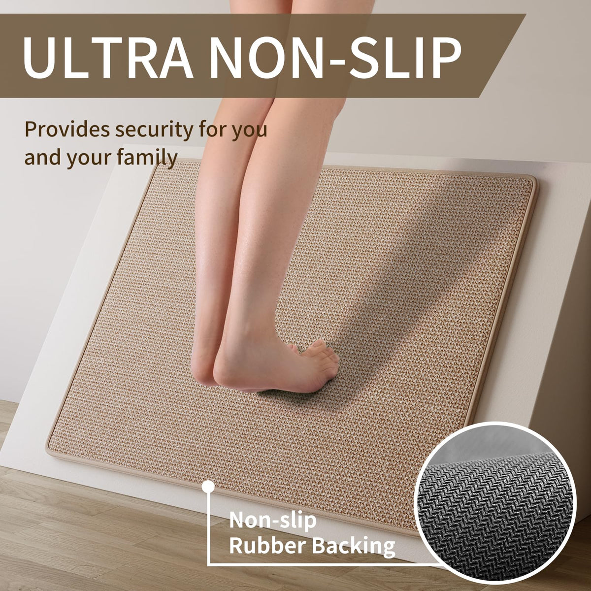 YDKGL non-slip backing kitchen mat offers secure standing on smooth floors