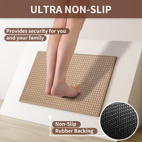 YDKGL rug with rubber backing helps prevent slipping on kitchen floors.