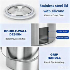 Yeatruojeet stainless scoop facilitates fast ice transfer.