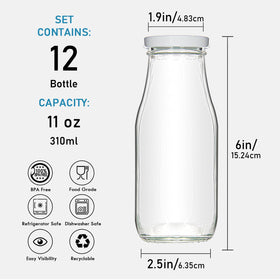 YEBODA wide-mouth glass bottle for easy cleaning.