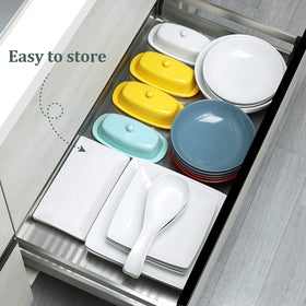 Yedio microwave-safe square plates ready for quick reheating.