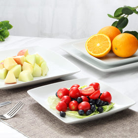 Yedio white porcelain square plate holding steak, a stylish main course.