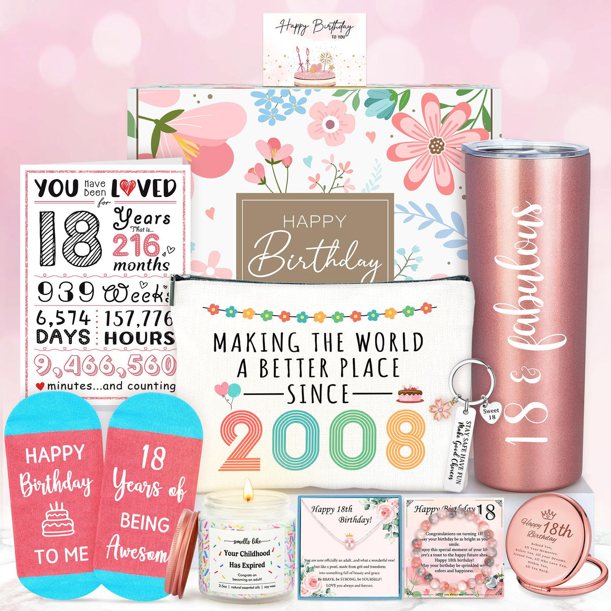 YENCHORN 18th birthday tumbler with rose gold finish for stylish on-the-go drinks