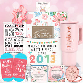 YENCHORN 13th birthday tumbler with 13 & fabulous design for school or outings