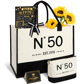 YeohJoy 50th birthday tote bag with spacious main compartment for daily use.