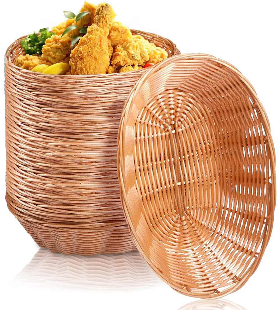 Yesland 12-pack oval baskets stackable for compact storage.