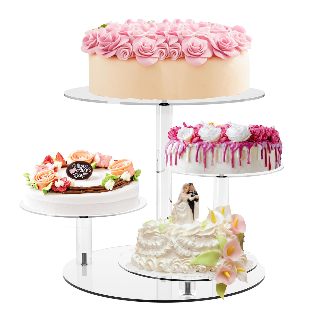 YestBuy cupcake stand four-tier round displays desserts clearly for events