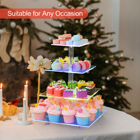YestBuy LED light cupcake stand with rechargeable power for ambient party lighting.