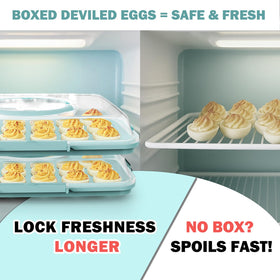 YETESON deviled egg container features ergonomic handles for easy carrying.