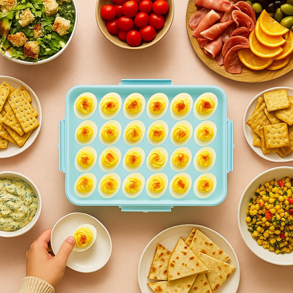 YETESON versatile tray holds deviled eggs, cookies, and finger foods.