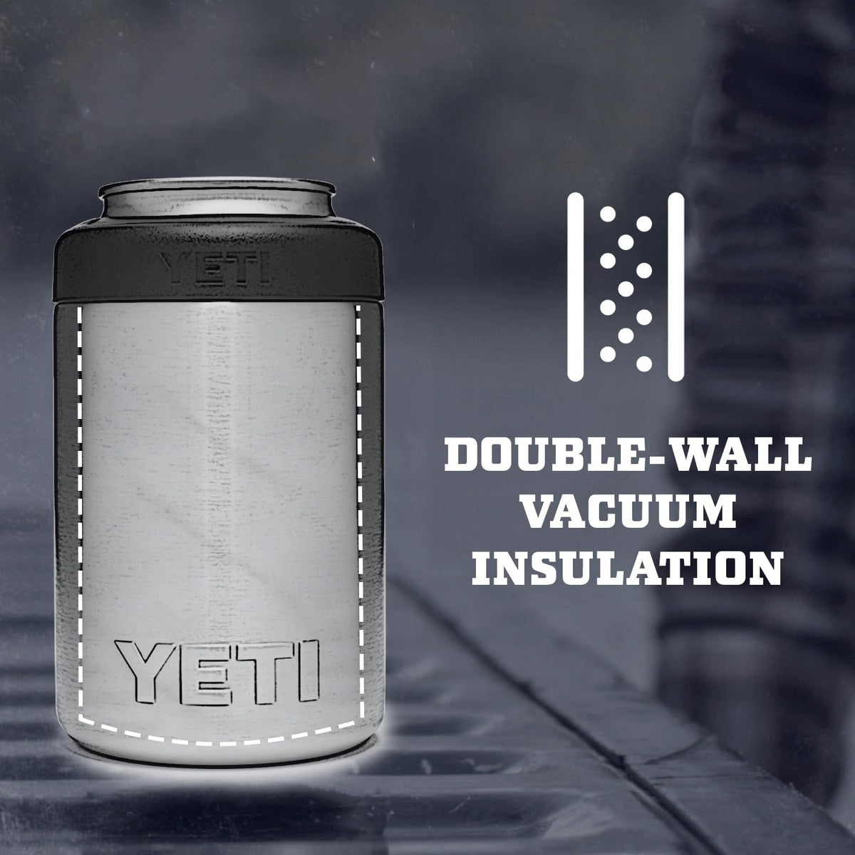 YETI Colster gasket close-up shows a secure load-and-lock seal.
