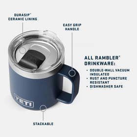 YETI Rambler 10 oz mug with MagSlider lid, magnetic closure for secure transport.