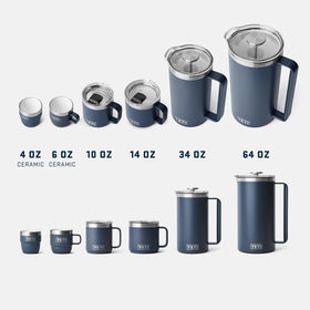 Compact 4-inch tall mug with 3.5-inch lip diameter fits in cup holders