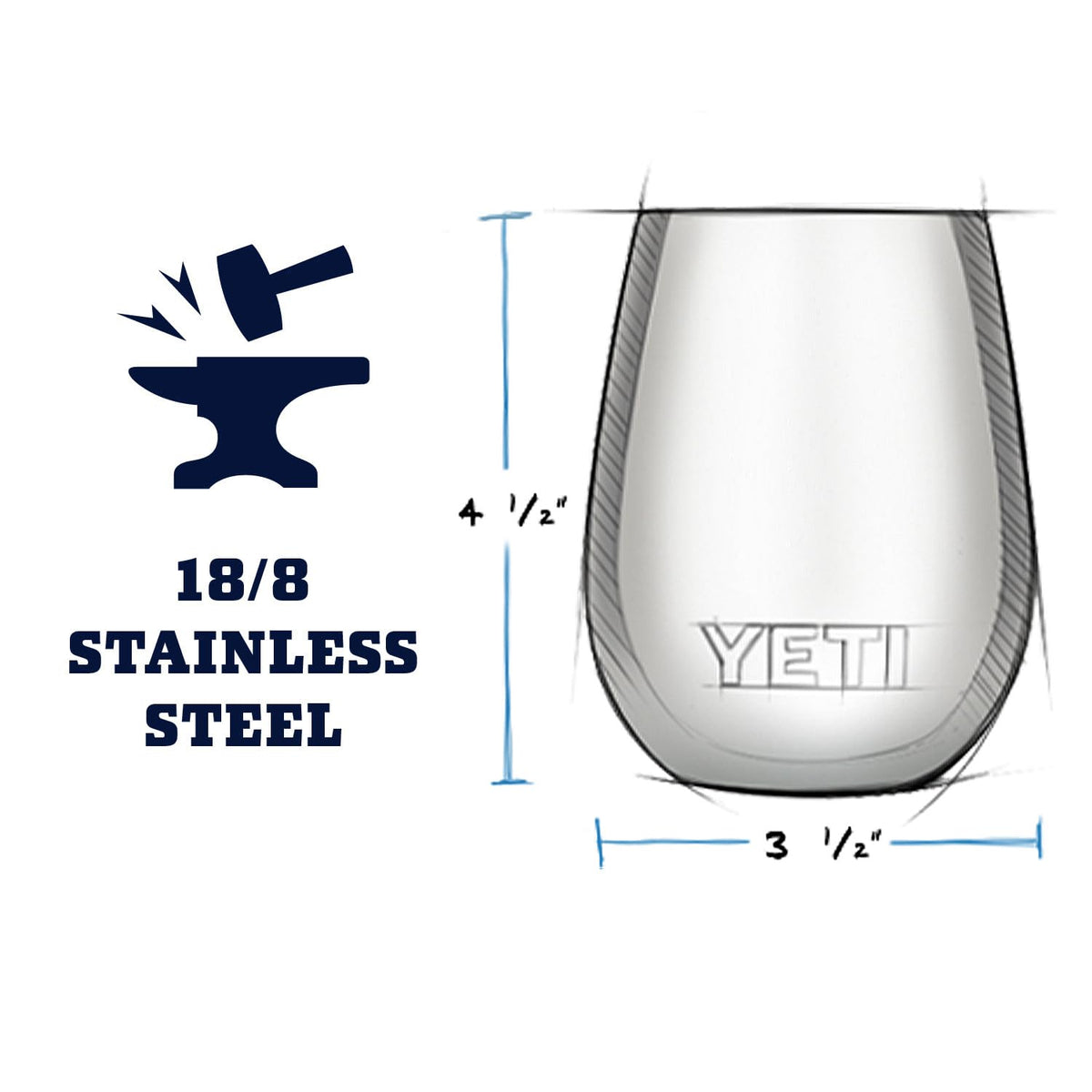 YETI Rambler Duracoat finish resists cracking, peeling, fading.