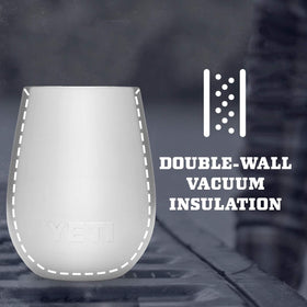 YETI Rambler 10 oz Wine Tumbler No Sweat design keeps hands dry during outdoor moments.
