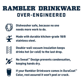 YETI Rambler 18 oz is dishwasher safe for easy cleanup after adventures.