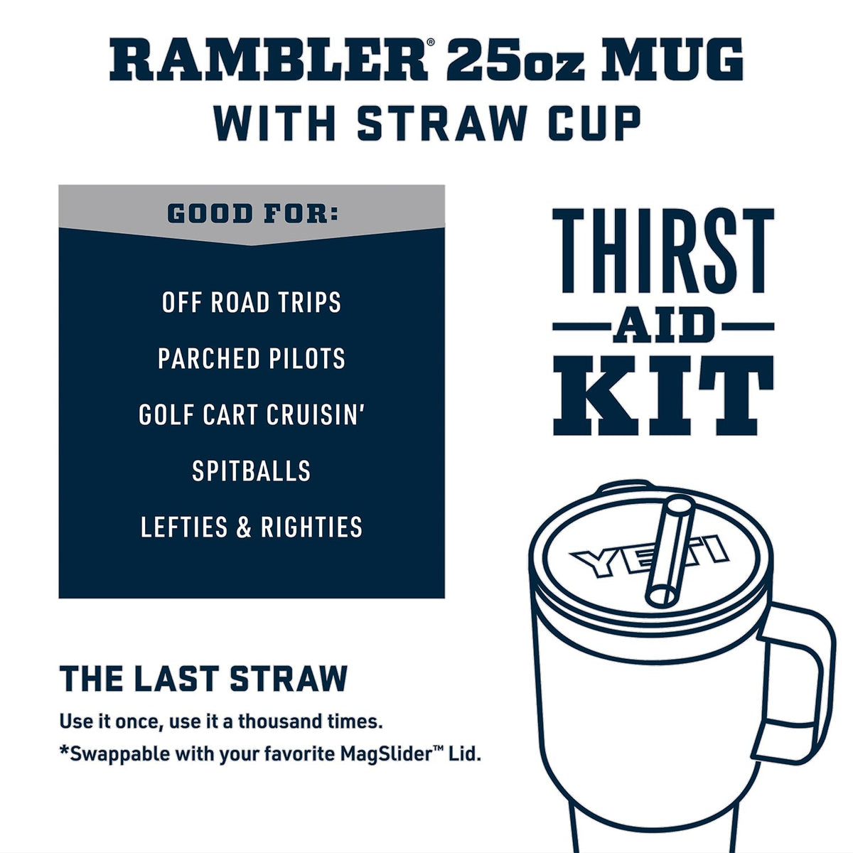 YETI Rambler 25 oz stainless steel body highlights rugged durability