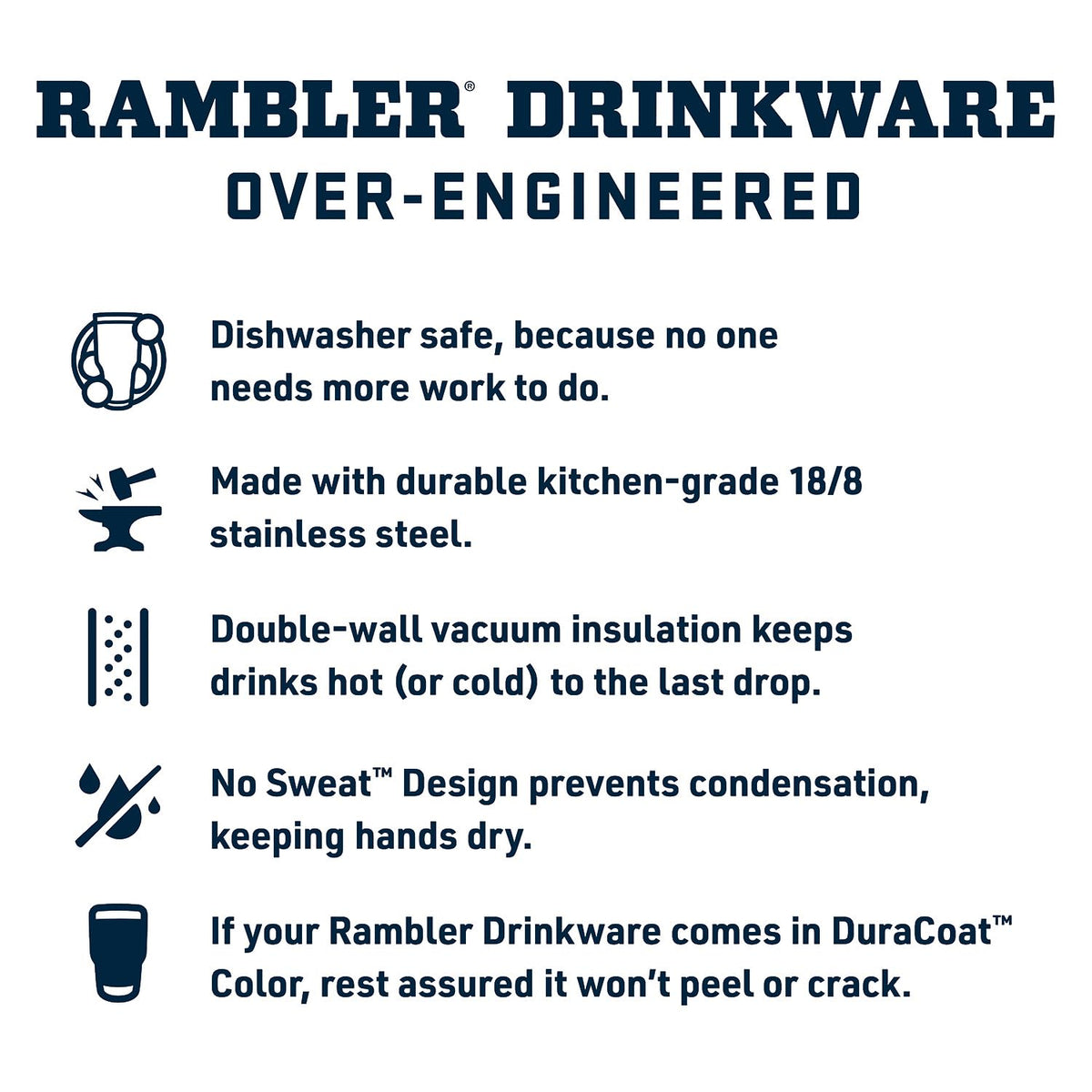No Sweat exterior on YETI Rambler keeps hands dry during workouts.