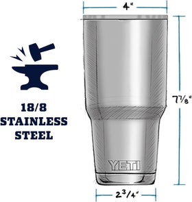 YETI Rambler 30 oz navy stainless body preserves temperature longer.