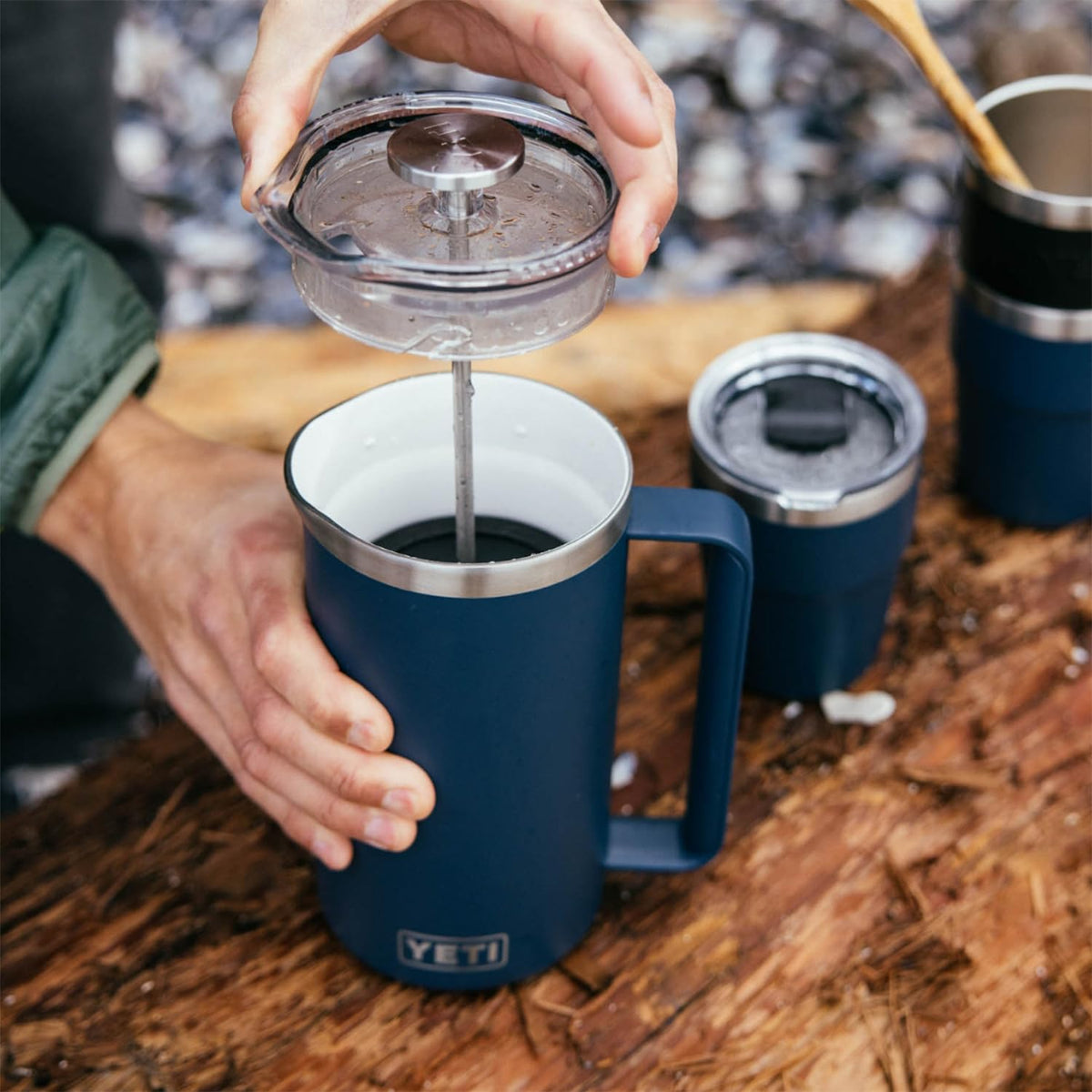 YETI Rambler 34 oz French Press Navy everyday-use setup for mornings